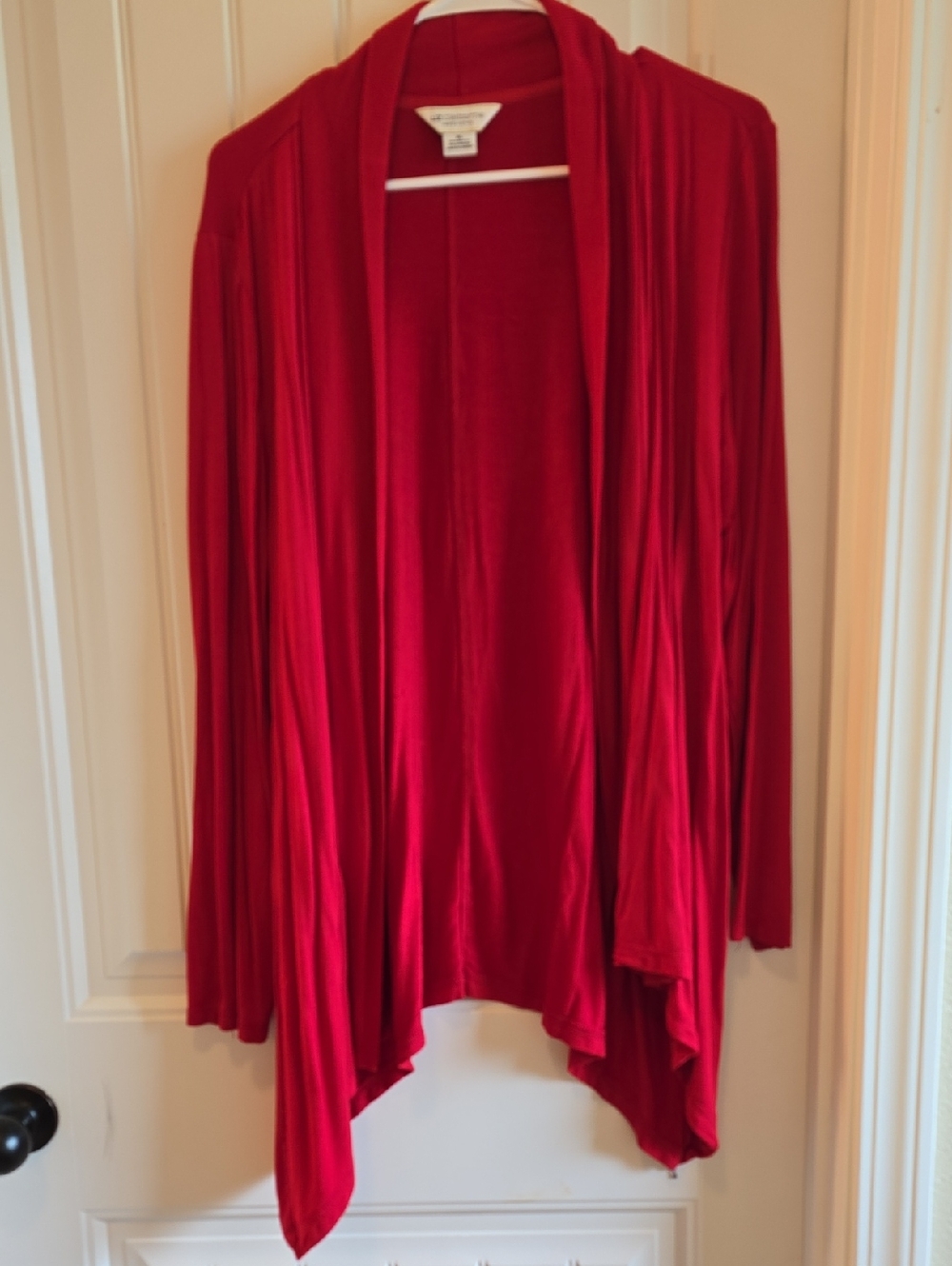 Liz Claiborne Red Draped Open-Front Cardigan